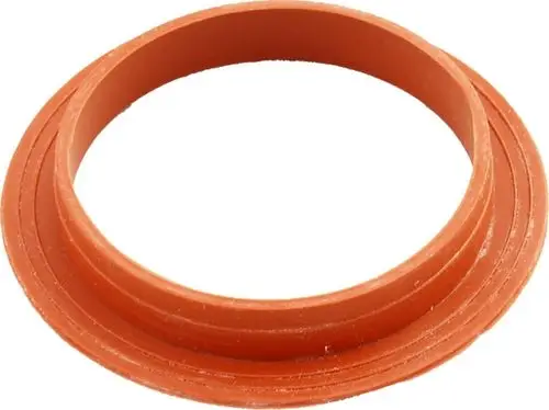Dichtung in orange für Revisionsdeckel eines Abgasrohrs, geeignet für Produkte der Marke Wolf, mit glatter Oberfläche und ringförmiger Form.